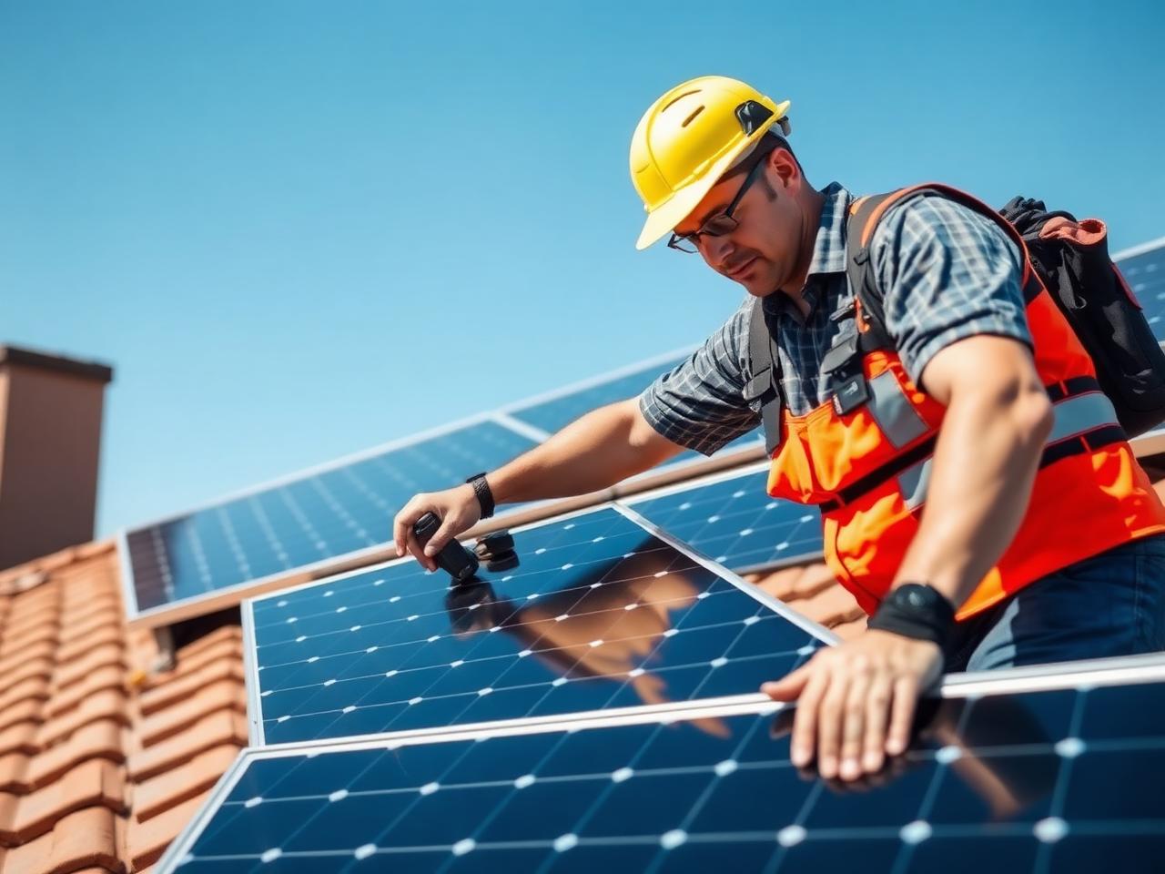 Sky West installer mounting solar panels